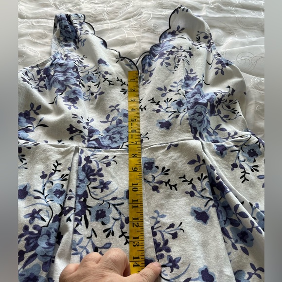 For Cynthia XL White w/Blue Floral Print Sleeveless MidAxi Dress - Picture 14 of 14
